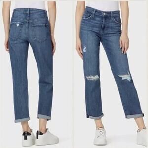 Joe's Jeans The Niki Boyfriend Mid Rise Jeans Distressed Blue Benezette Wash 25